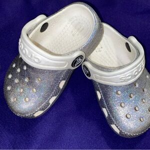 Toddler Silver iridescent Crocs